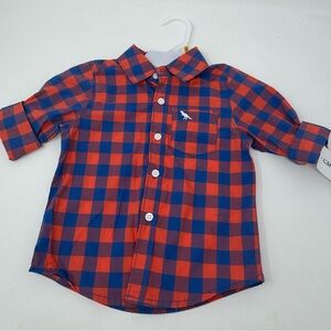 Carter's Red and Blue Dinosaur Button-Down Shirt